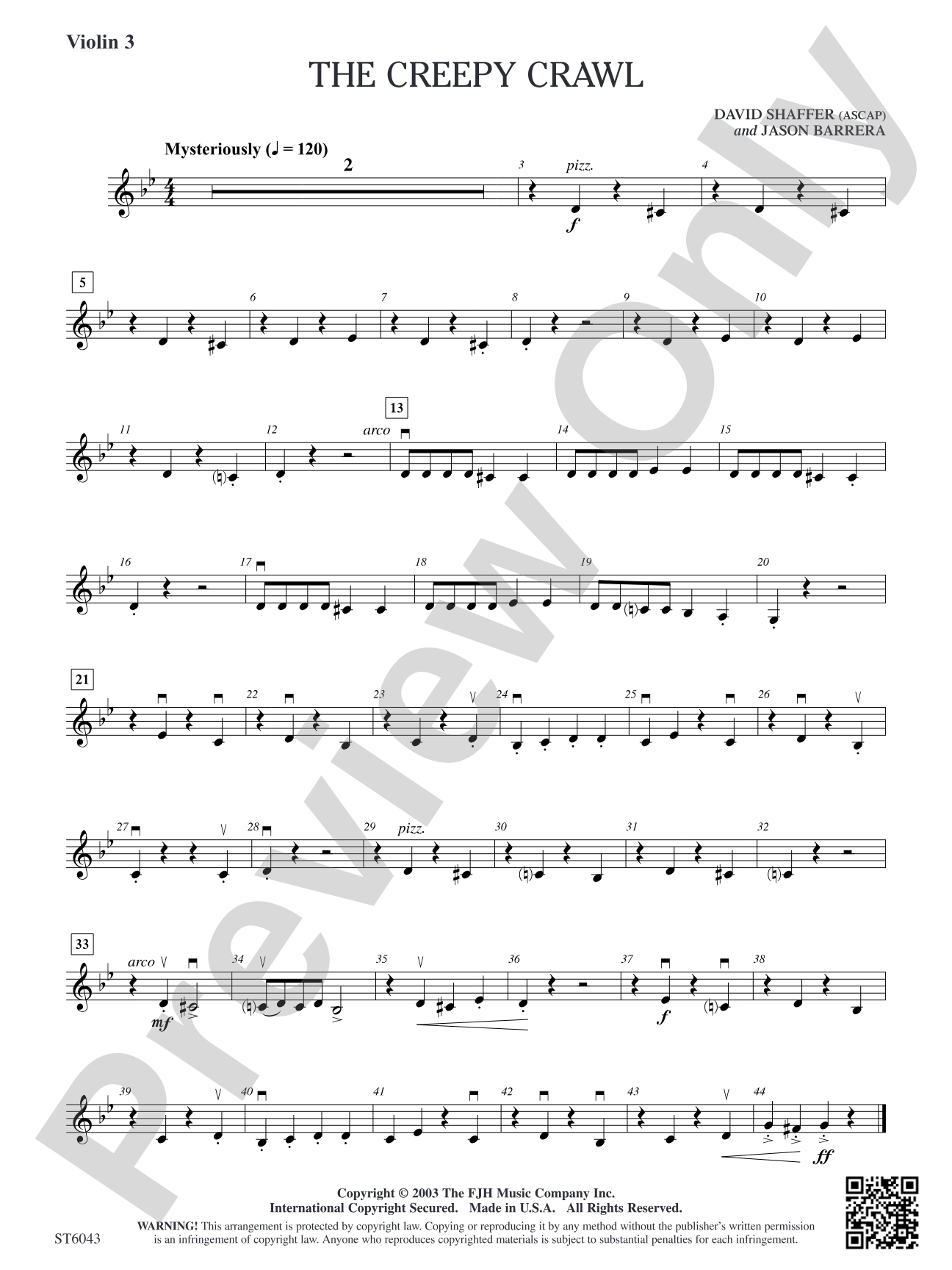 The Creepy Crawl: Optional Violin 3 (Viola)