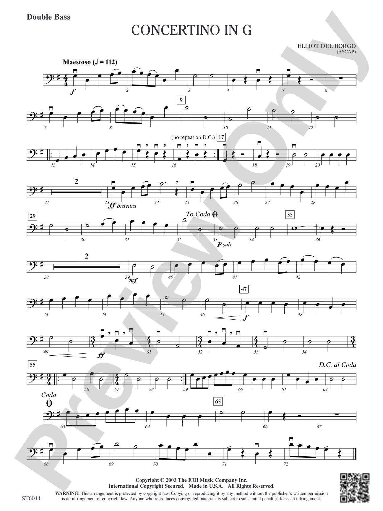 Concertino in G: Double Bass