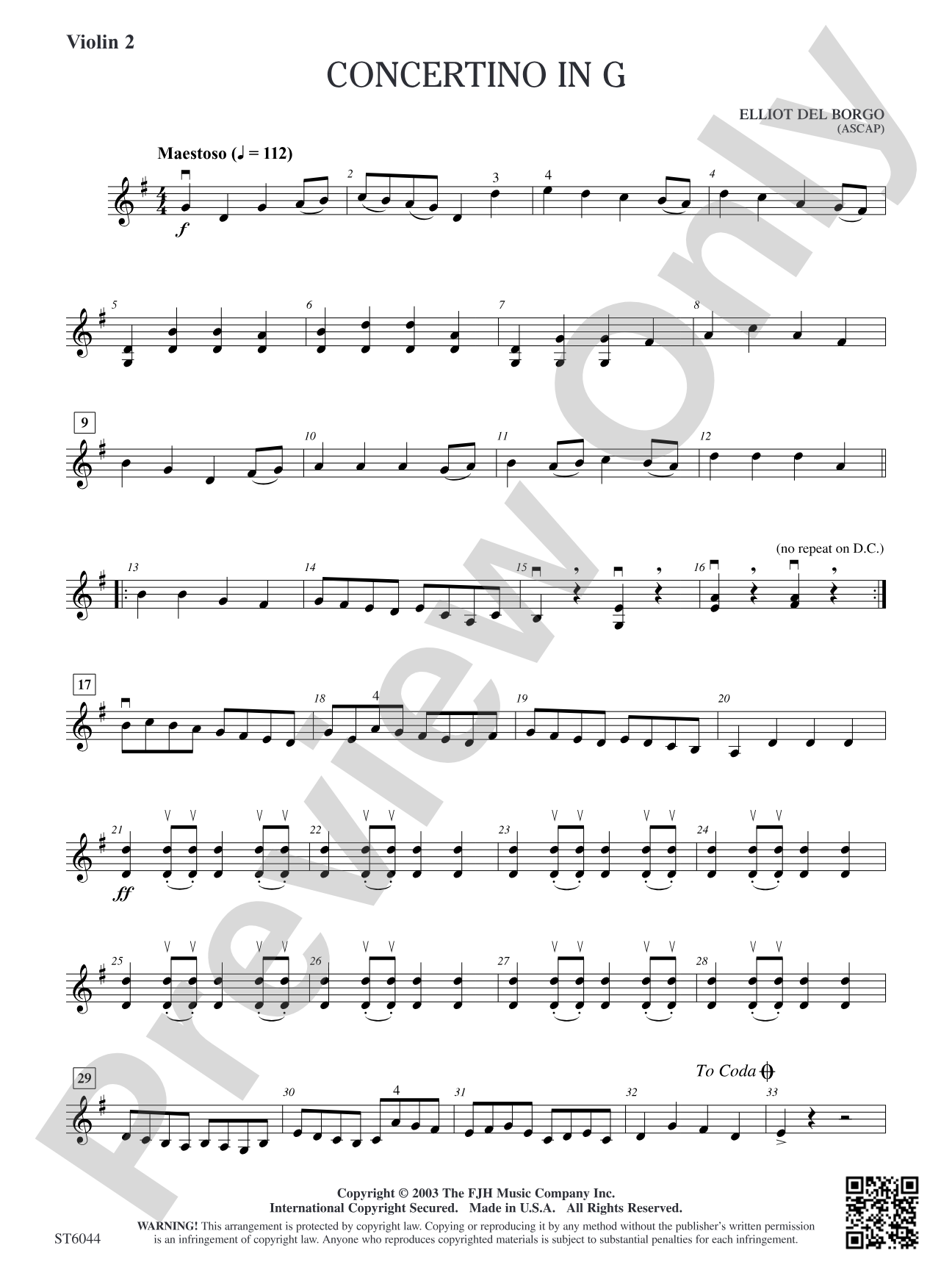 Concertino in G: Violin 2