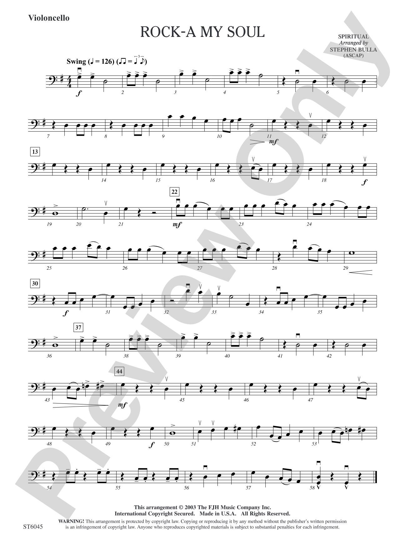 Rock-a My Soul: Violoncello