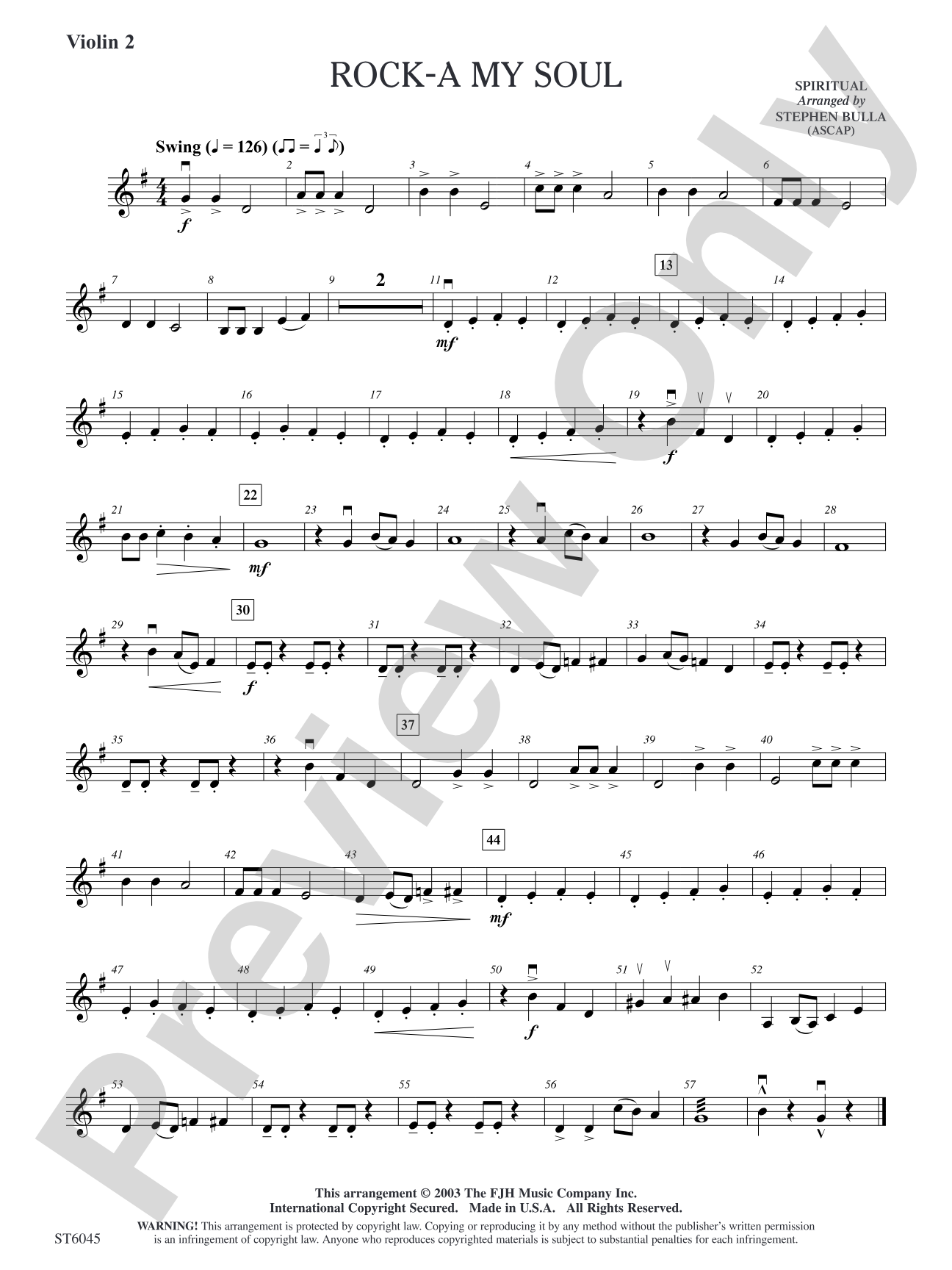 Rock-a My Soul: Violin 2