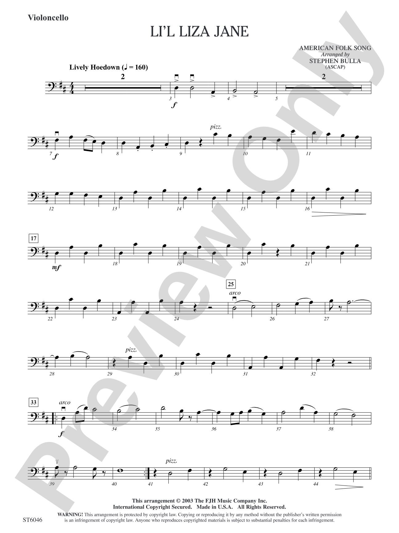 Li'l Liza Jane: Violoncello
