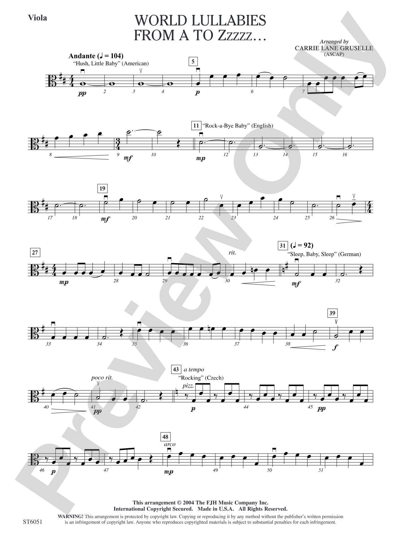 World Lullabies from A to Zzzzz...: Viola