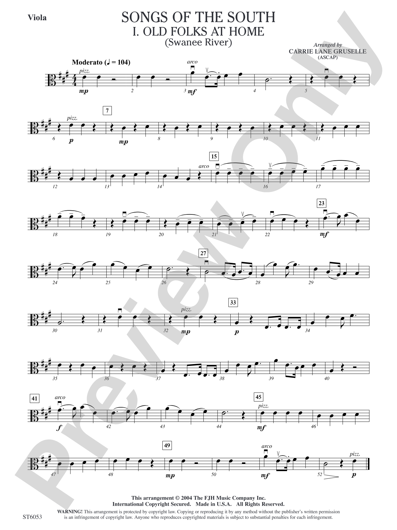 Songs of the South: Viola