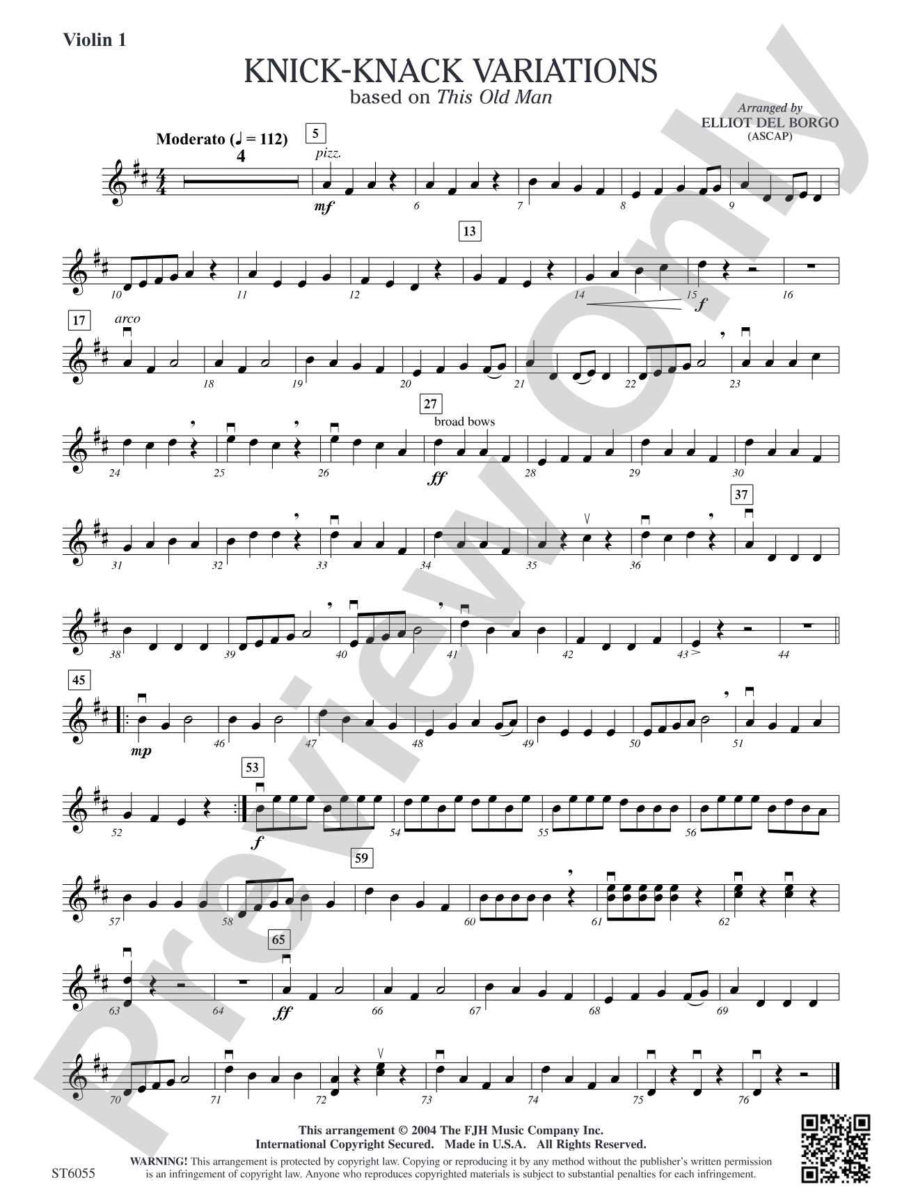 Knick-Knack Variations: Violin 1