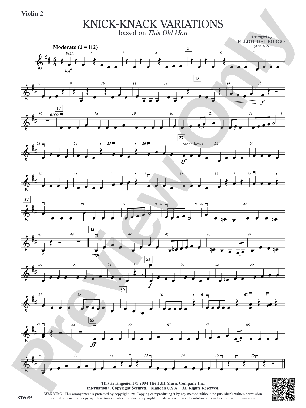 Knick-Knack Variations: Violin 2 (Viola)