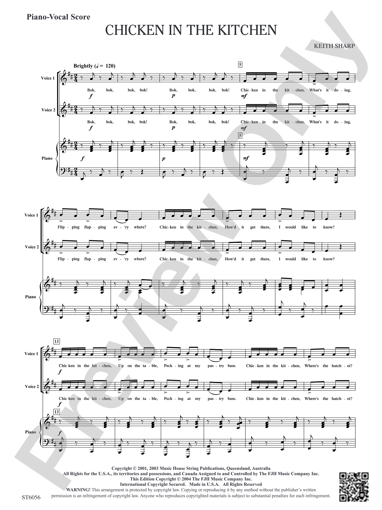 Chicken in the Kitchen: Piano-Vocal Score
