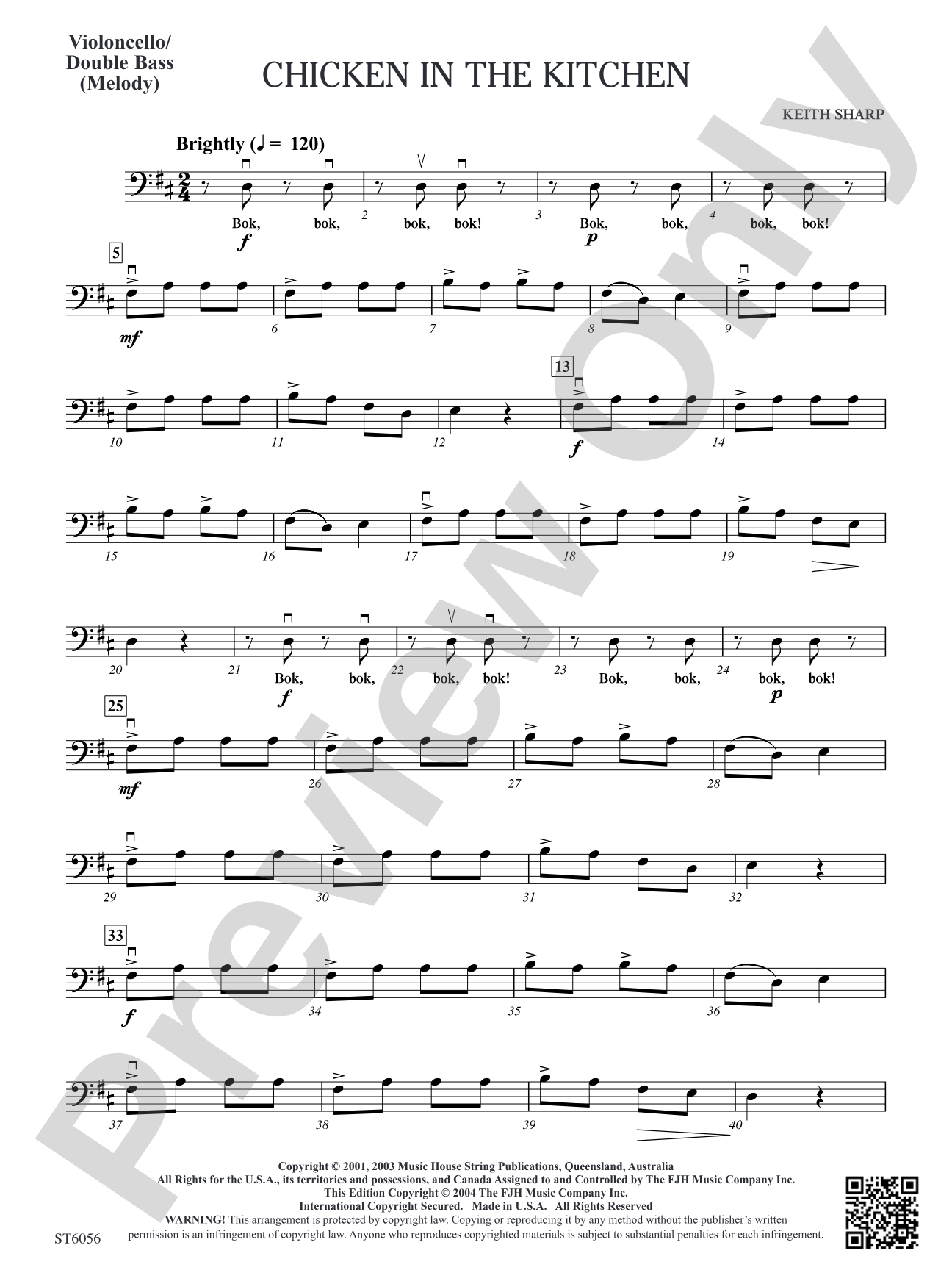 Chicken in the Kitchen: Violoncello/Double Bass (Melody)
