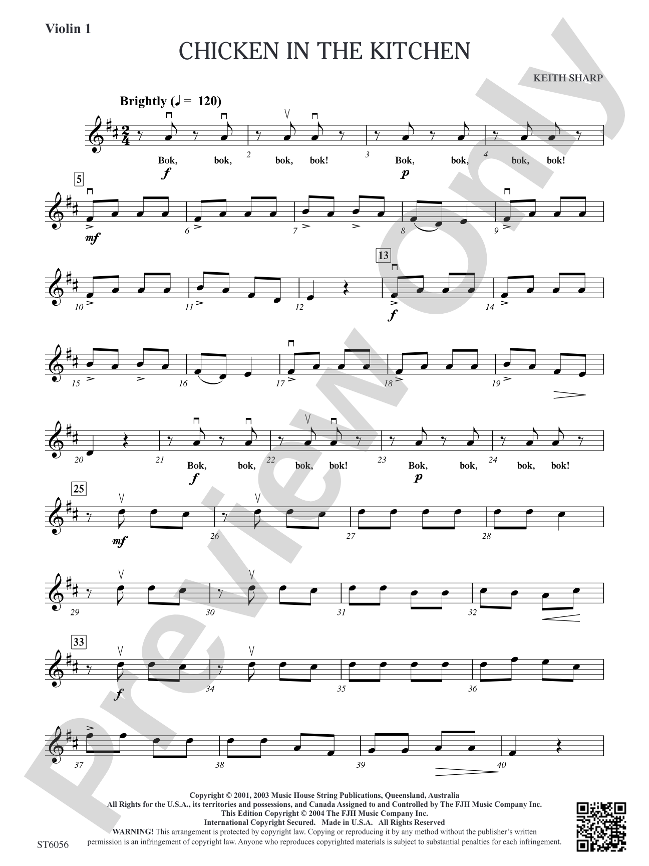 Chicken in the Kitchen: Violin 1