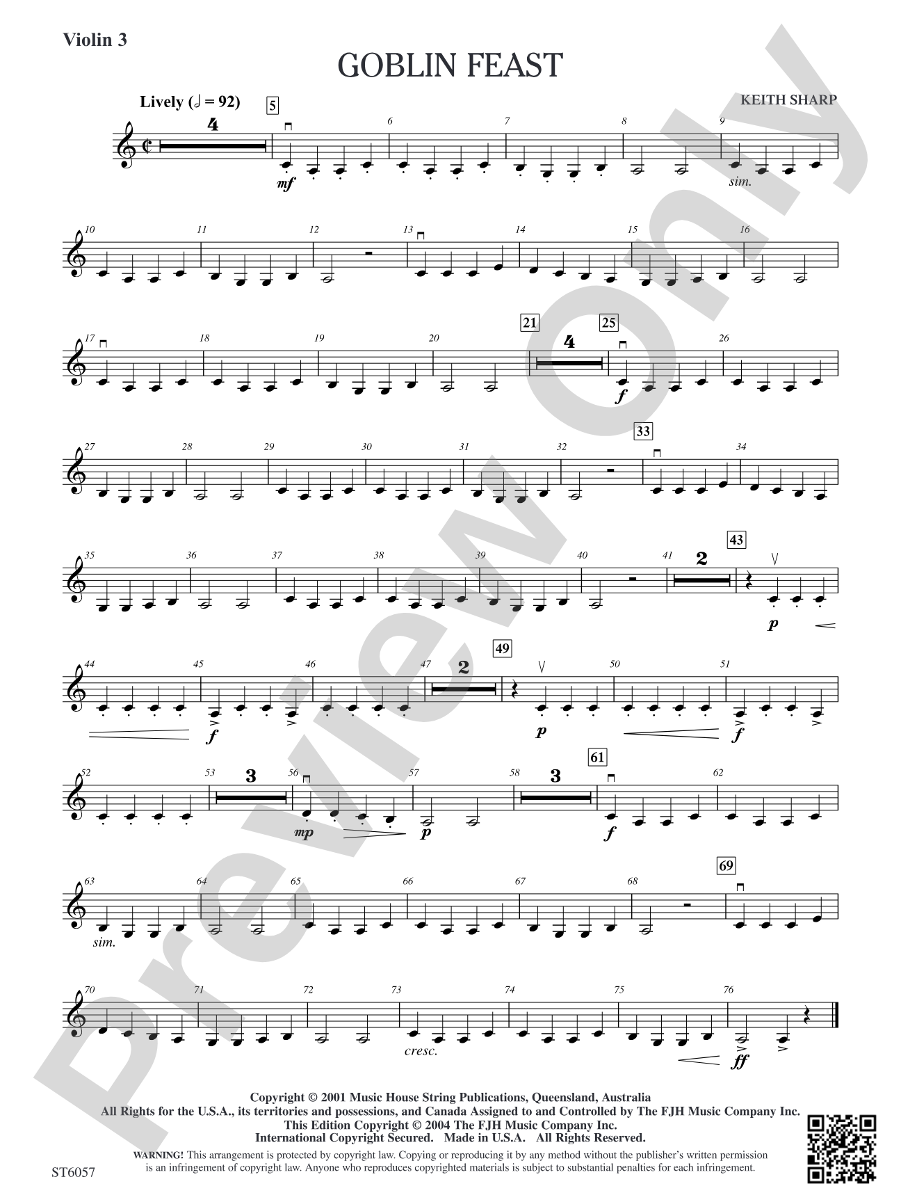 Goblin Feast: Optional Violin 3 (Viola)