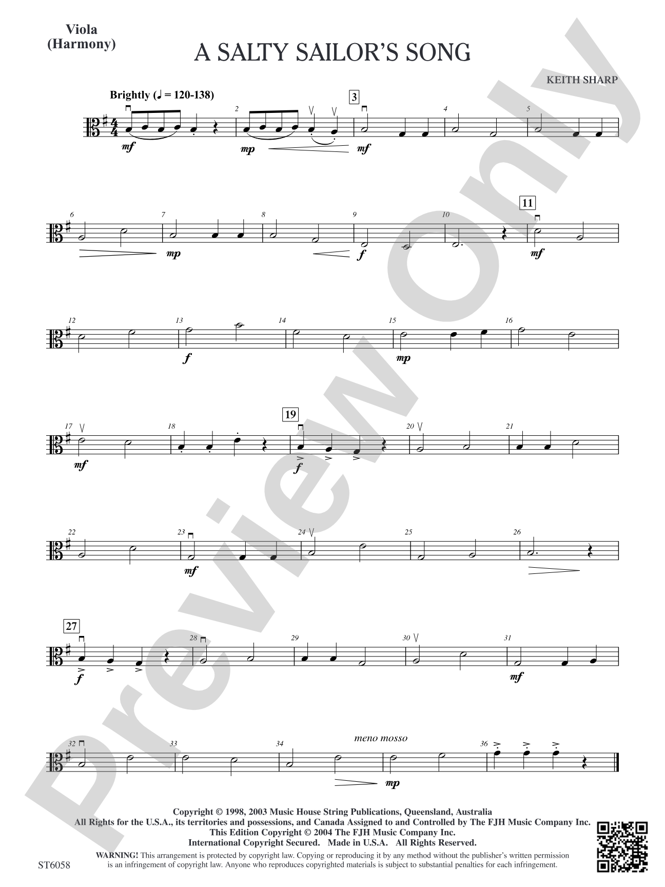 A Salty Sailor's Song: Viola (Harmony)
