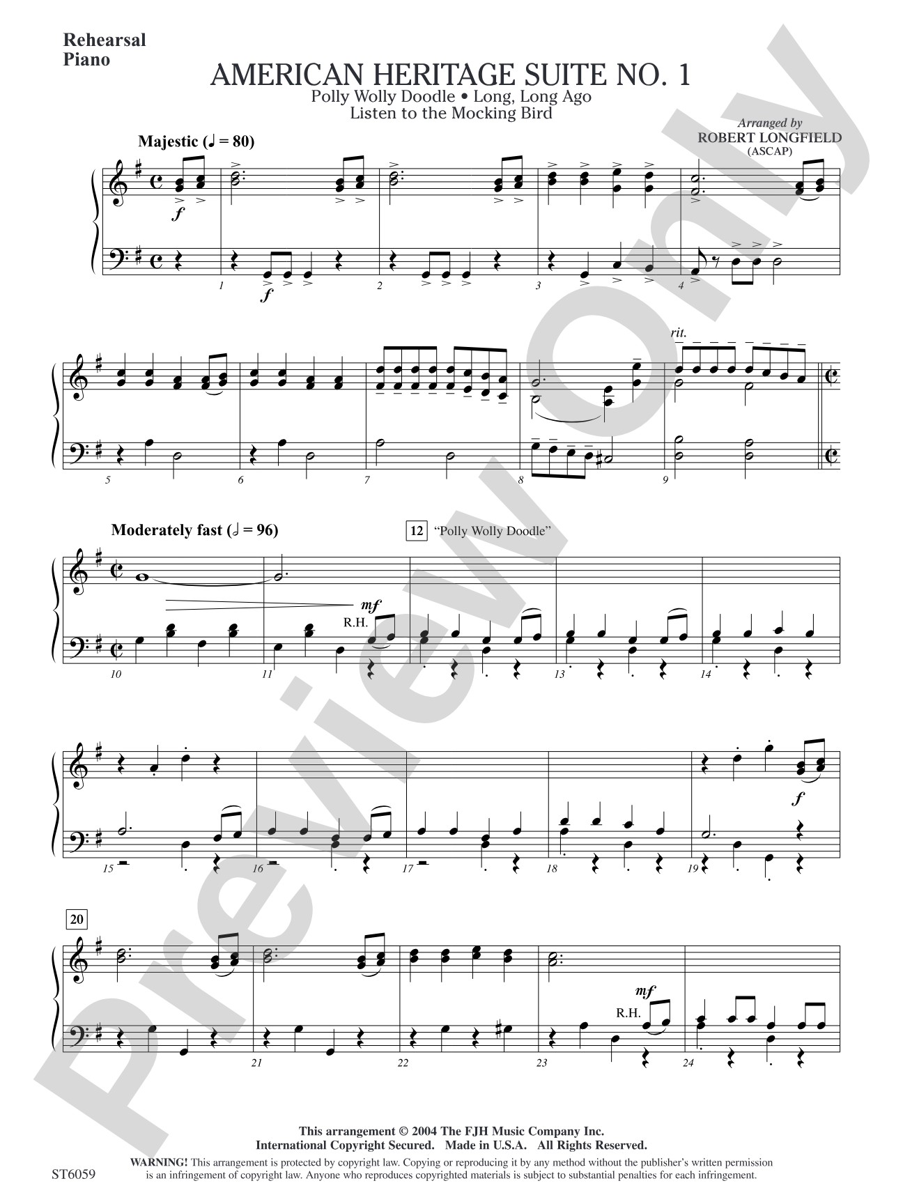 American Heritage Suite No. 1: Rehearsal Piano