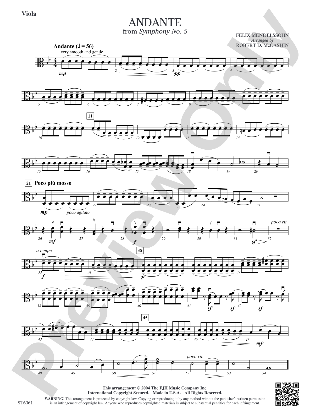 Andante from Symphony No. 5: Viola