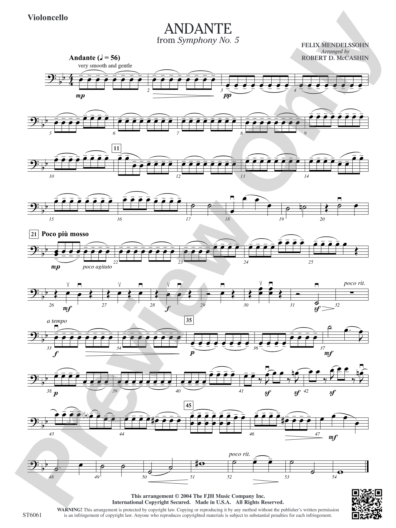 Andante from Symphony No. 5: Violoncello