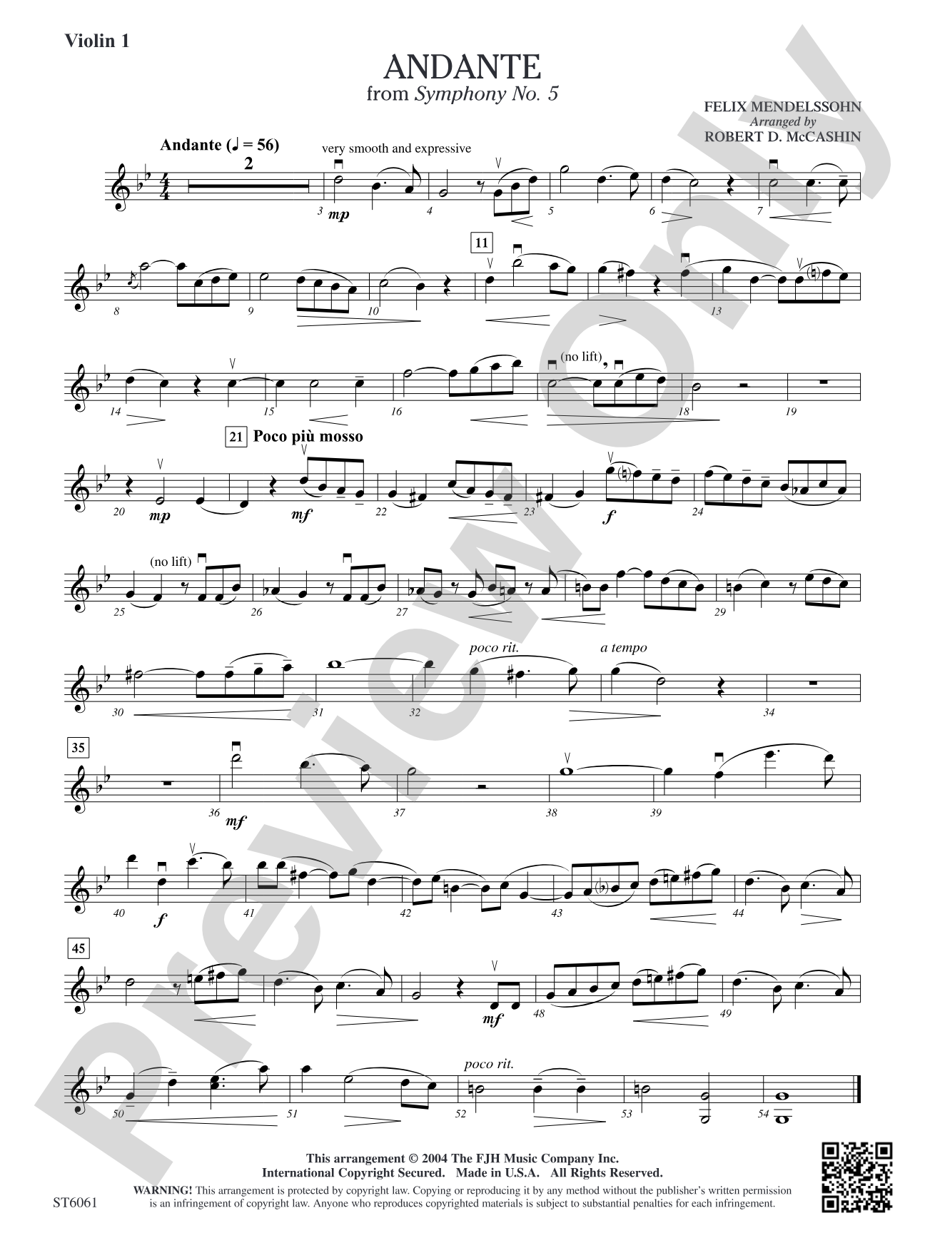 Andante from Symphony No. 5: Violin 1