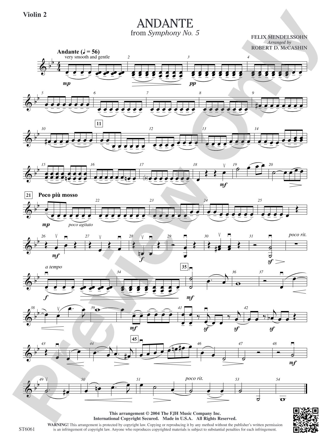 Andante from Symphony No. 5: Violin 2