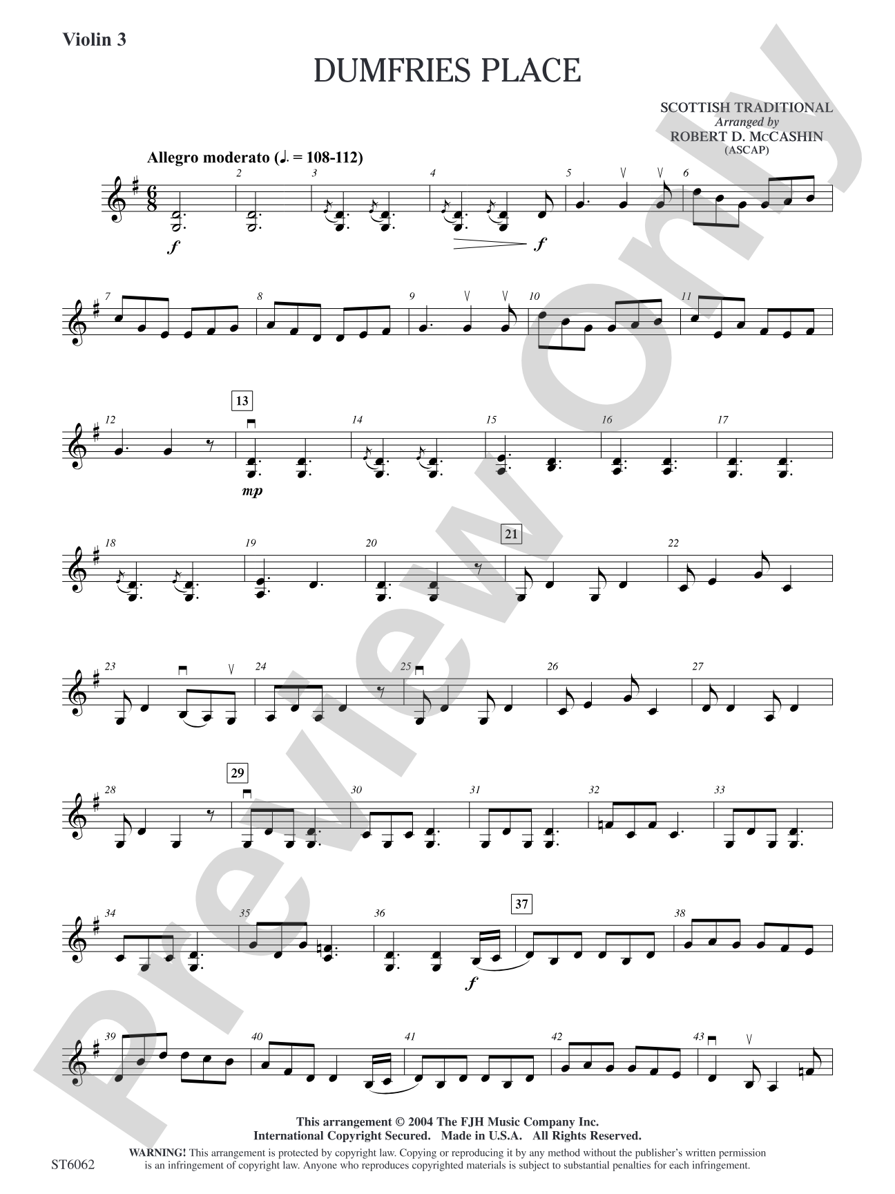 Dumfries Place: Optional Violin 3 (Viola)