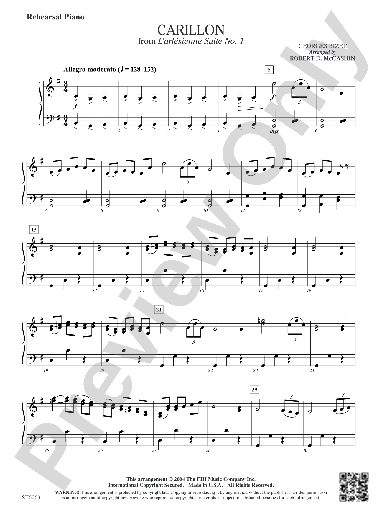 Carillon from L'arlesienne Suite No. 1: Rehearsal Piano