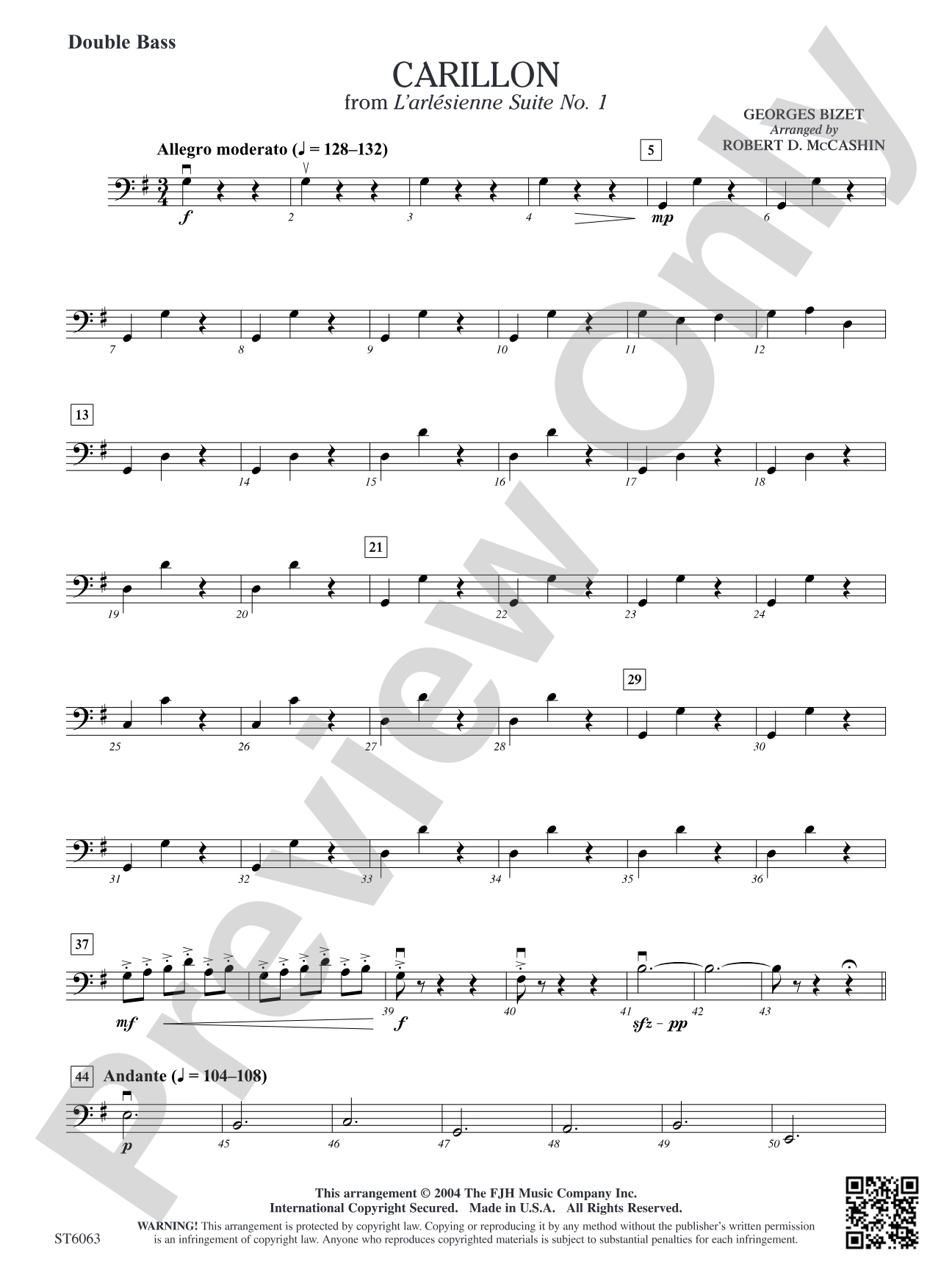 Carillon from L'arlesienne Suite No. 1: Double Bass