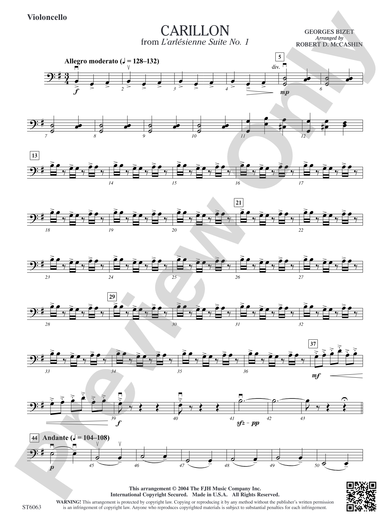Carillon from L'arlesienne Suite No. 1: Violoncello