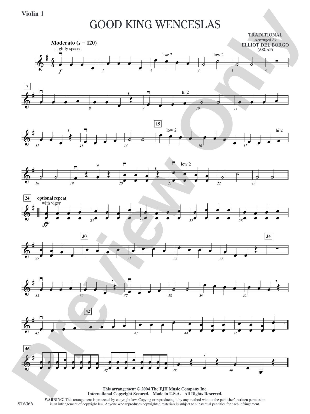 Good King Wenceslas: Violin 1