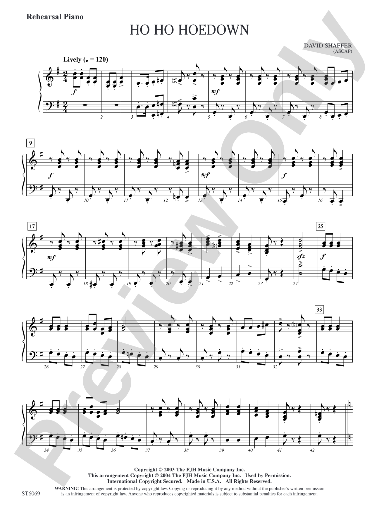 Ho Ho Hoedown: Rehearsal Piano