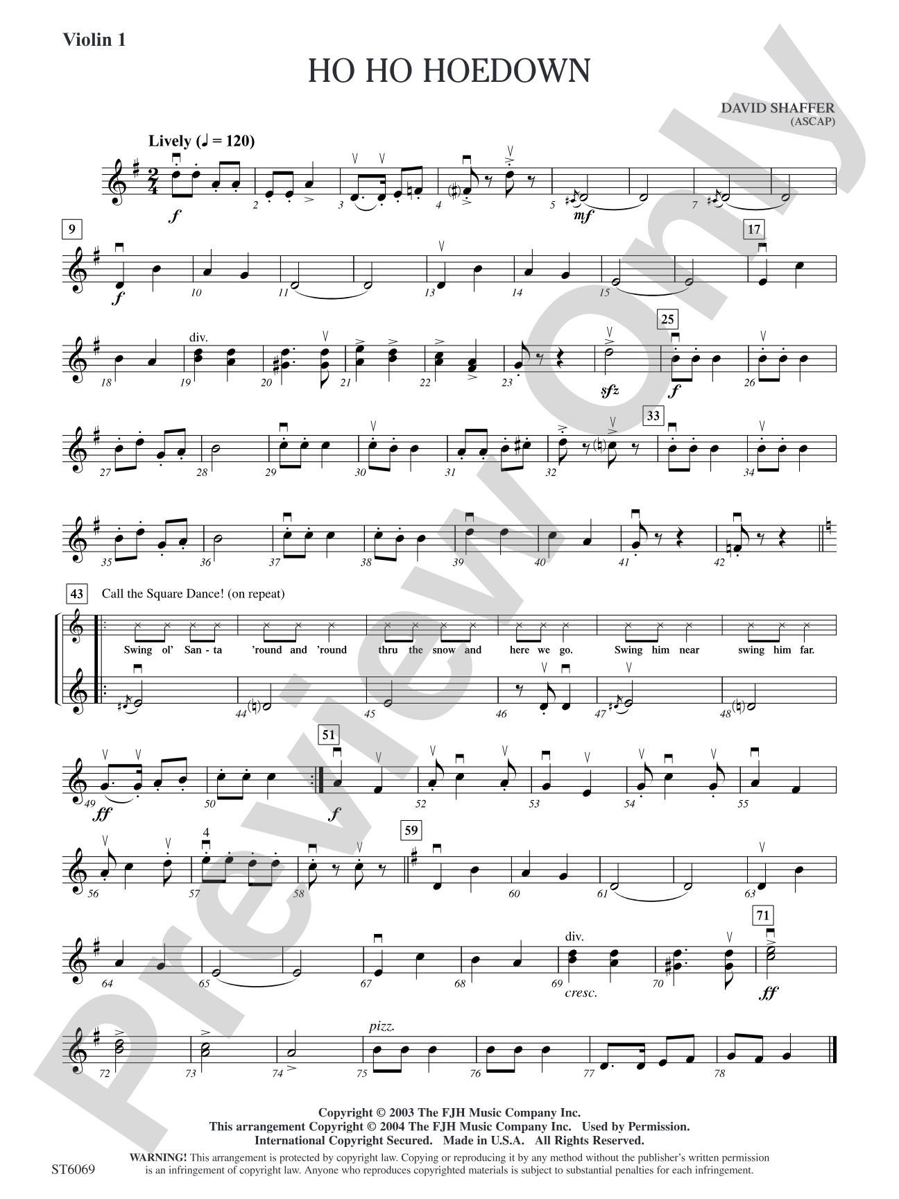 Ho Ho Hoedown: Violin 1
