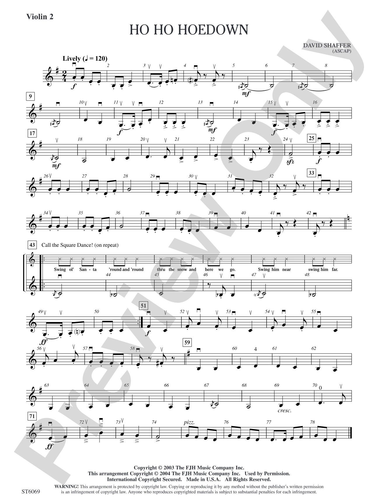 Ho Ho Hoedown: Violin 2