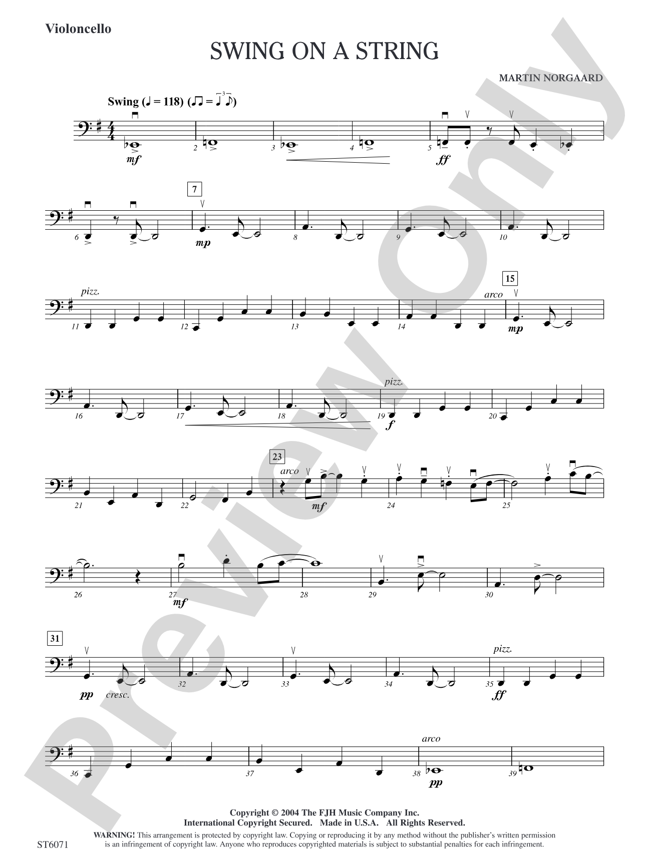 Swing on a String: Violoncello/Violoncello Solo Sheet