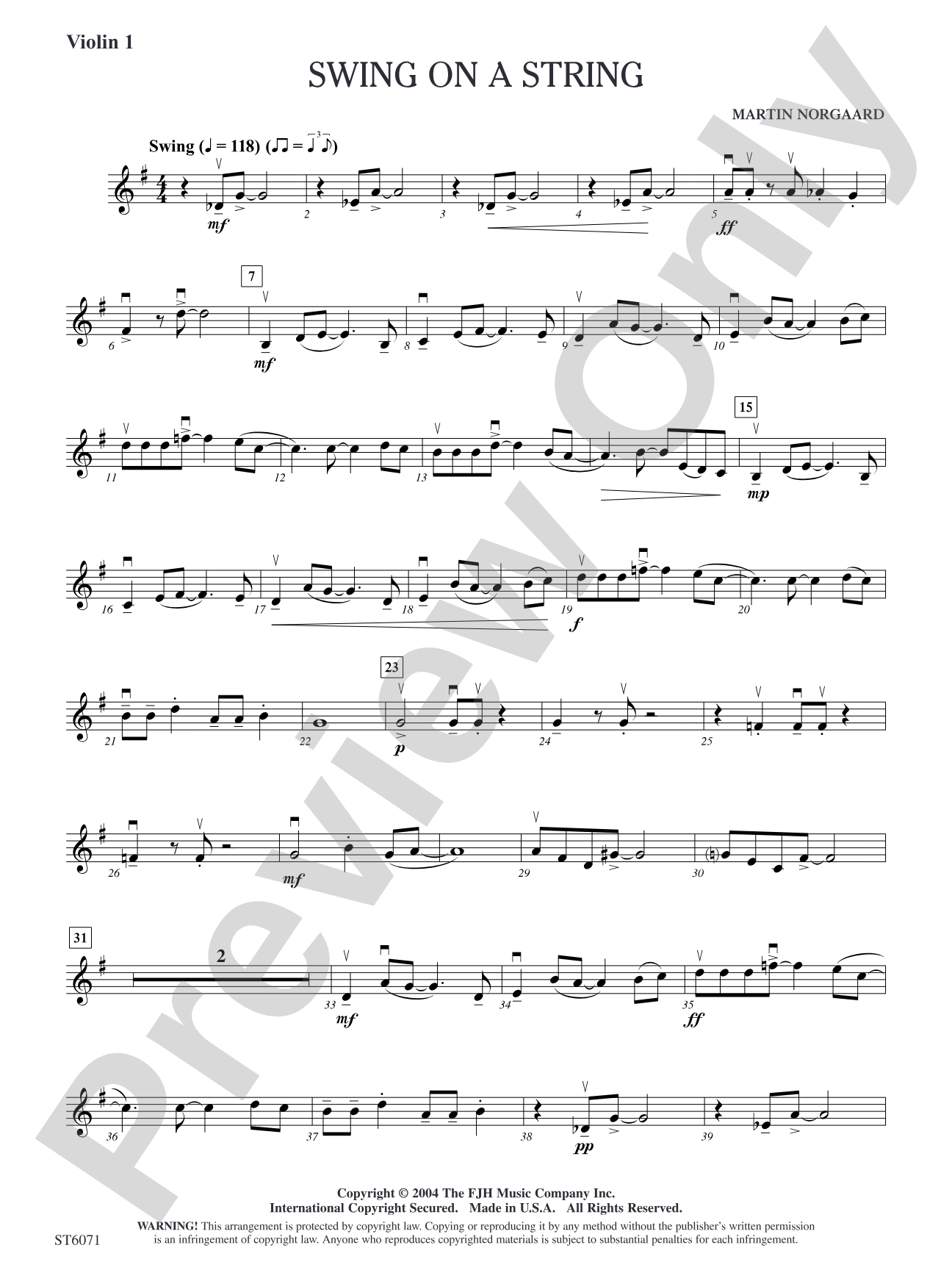 Swing on a String: Violin 1/Violin Solo Sheet