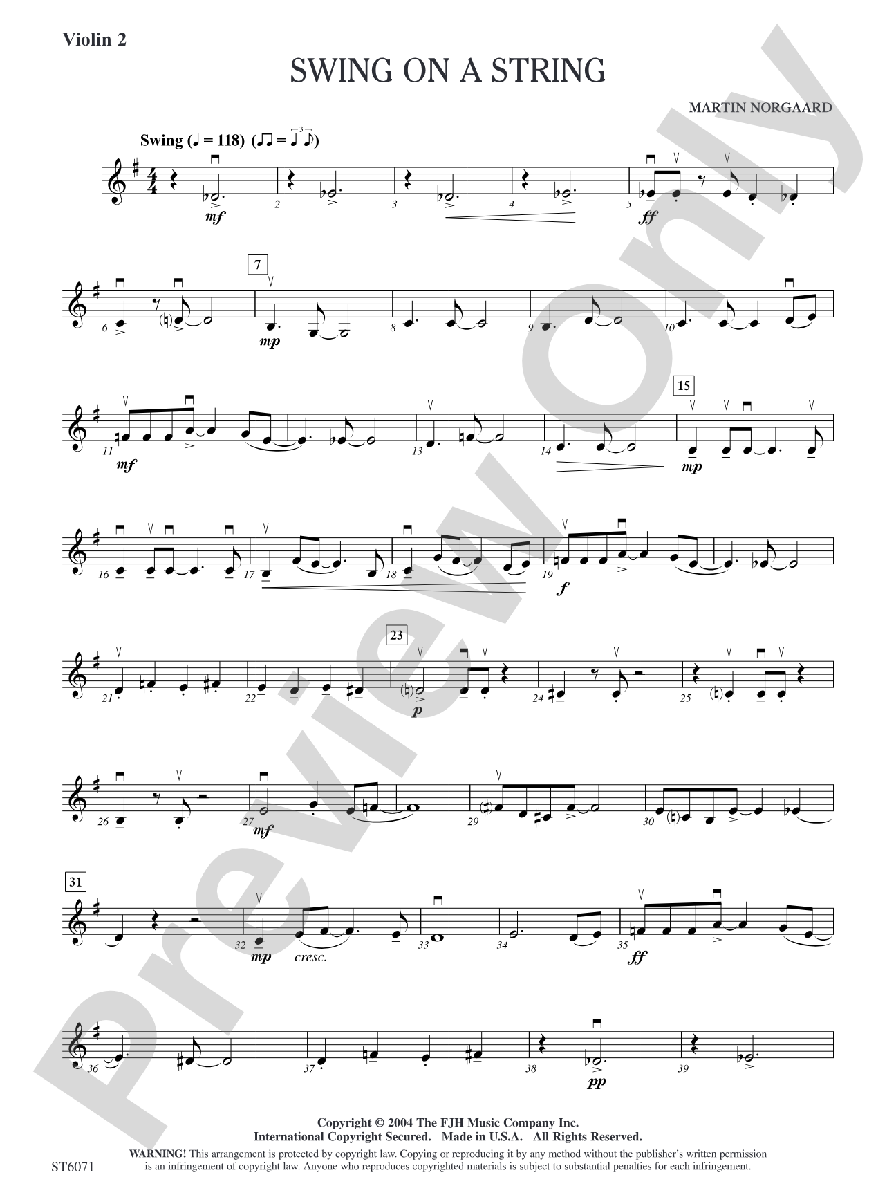 Swing on a String: Violin 2/Violin Solo Sheet