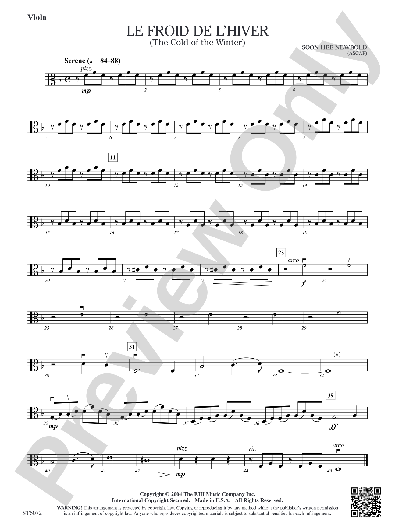 Le froid de l'hiver (The Cold of the Winter): Viola