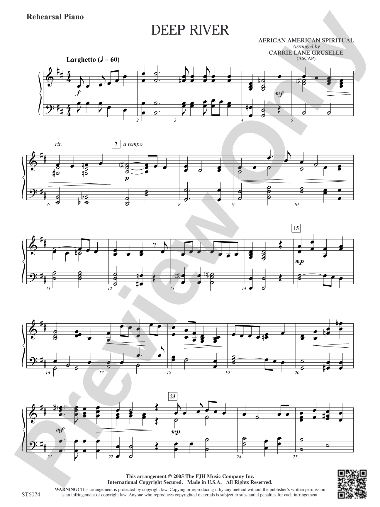 Deep River: Rehearsal Piano