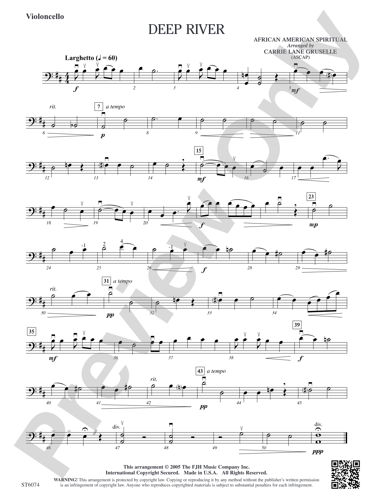 Deep River: Violoncello