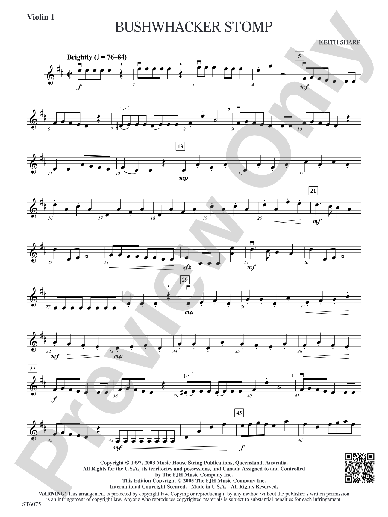 Bushwhacker Stomp: Violin 1