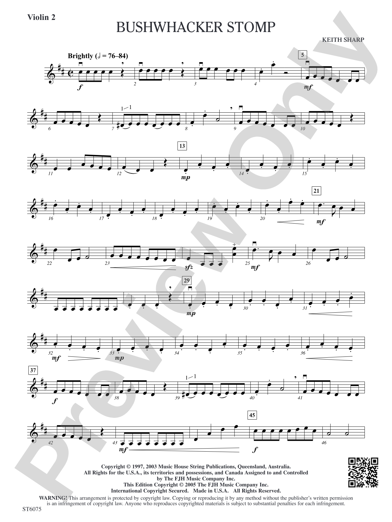 Bushwhacker Stomp: Violin 2