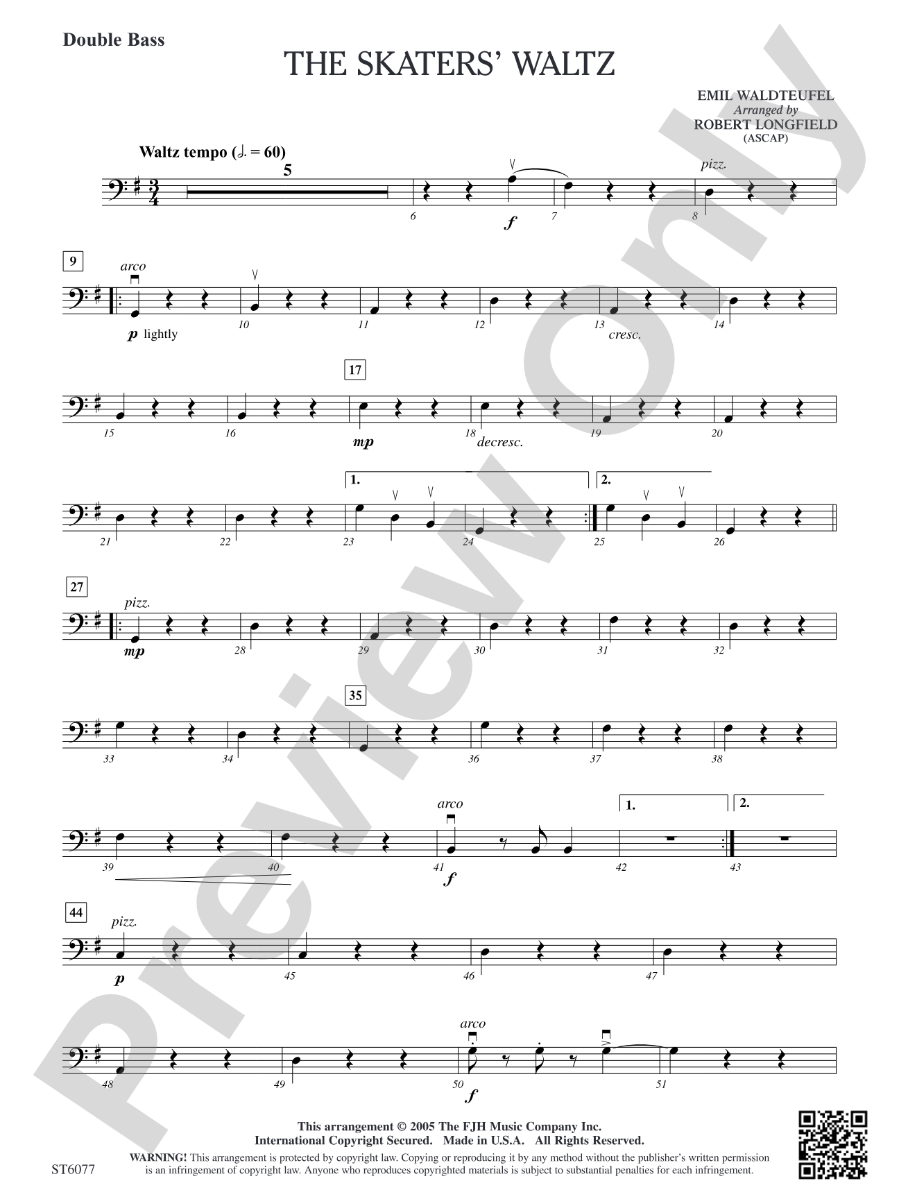 The Skaters' Waltz: Double Bass