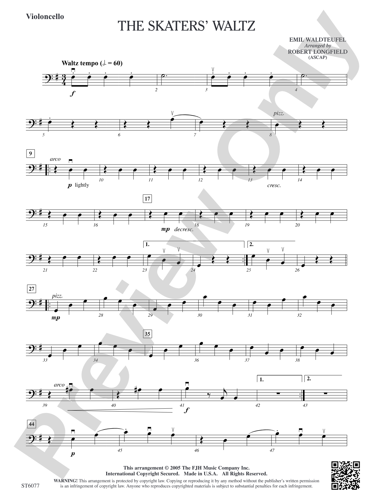 The Skaters' Waltz: Violoncello