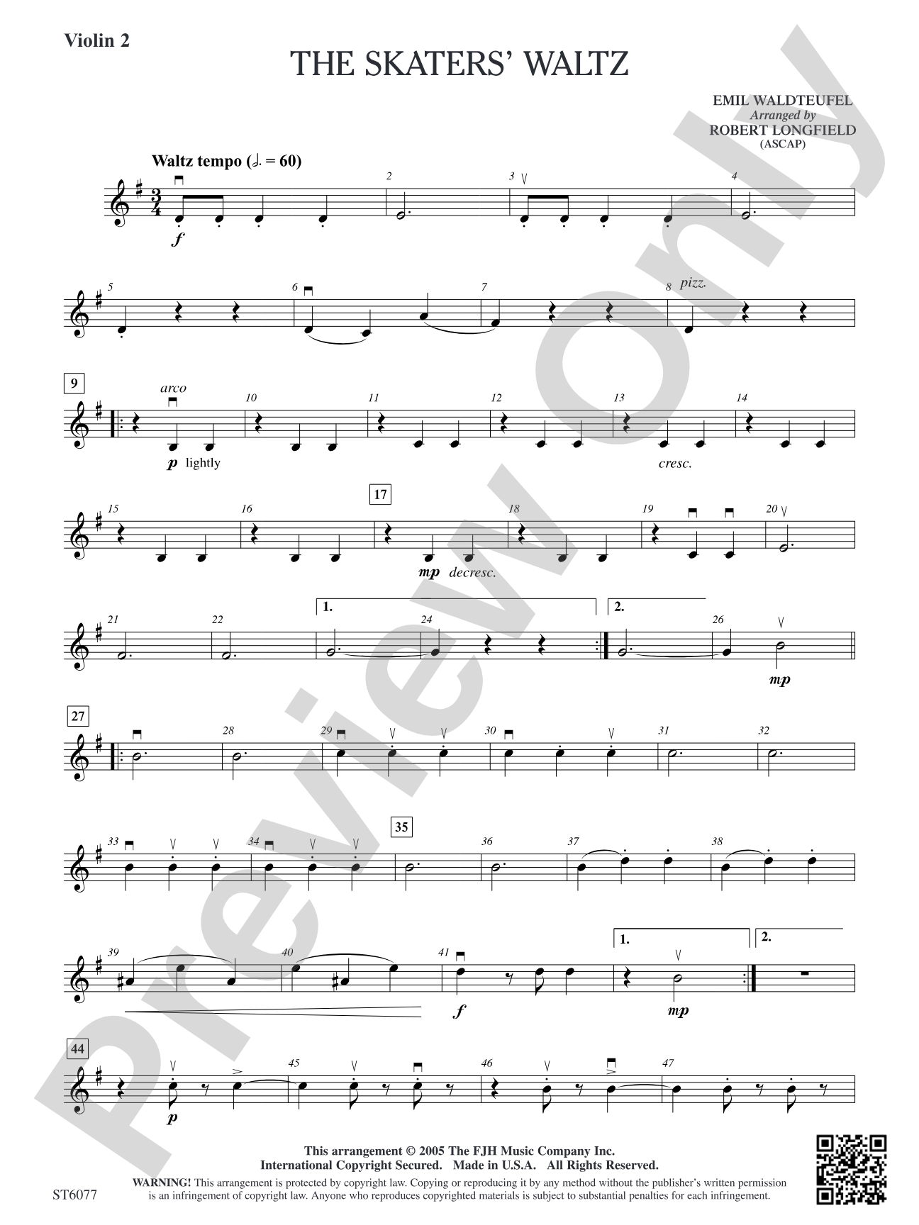 The Skaters' Waltz: Violin 2