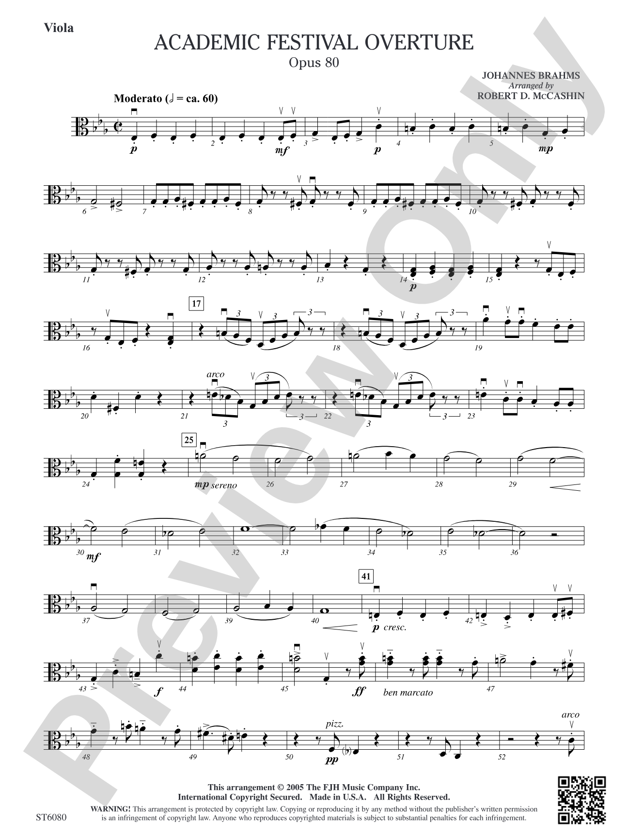 Academic Festival Overture, Opus 80: Viola