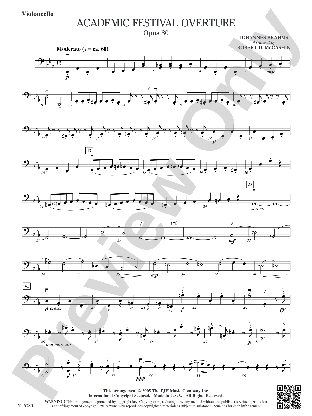 Academic Festival Overture, Opus 80: Violoncello