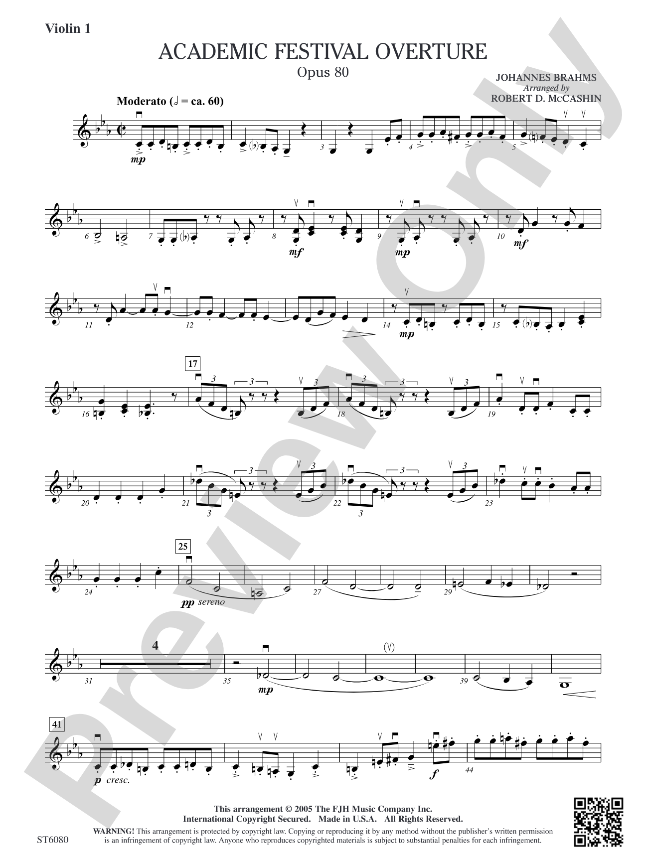 Academic Festival Overture, Opus 80: Violin 1