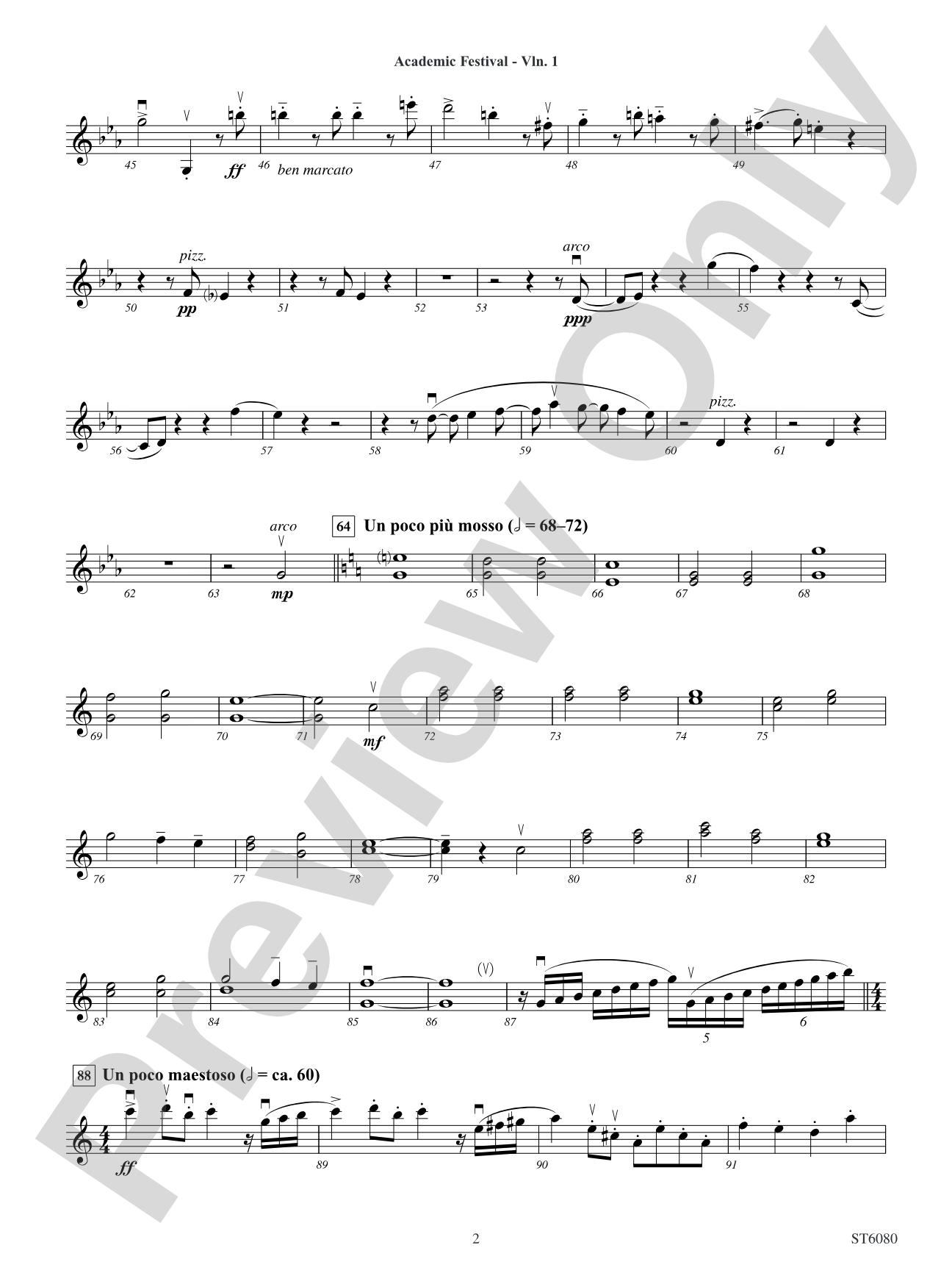 Academic Festival Overture, Opus 80: Violin 1