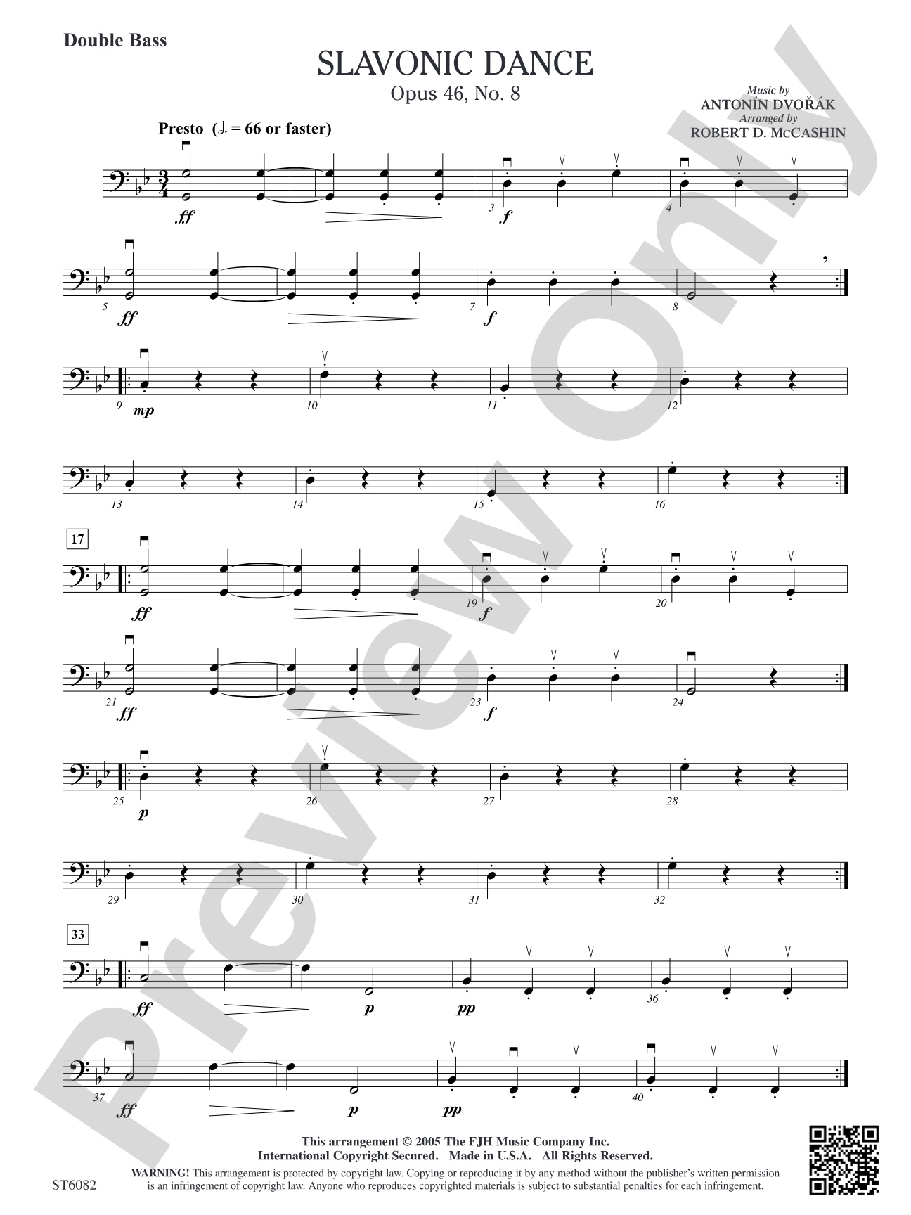 Slavonic Dance, Opus 46, No. 8: Double Bass