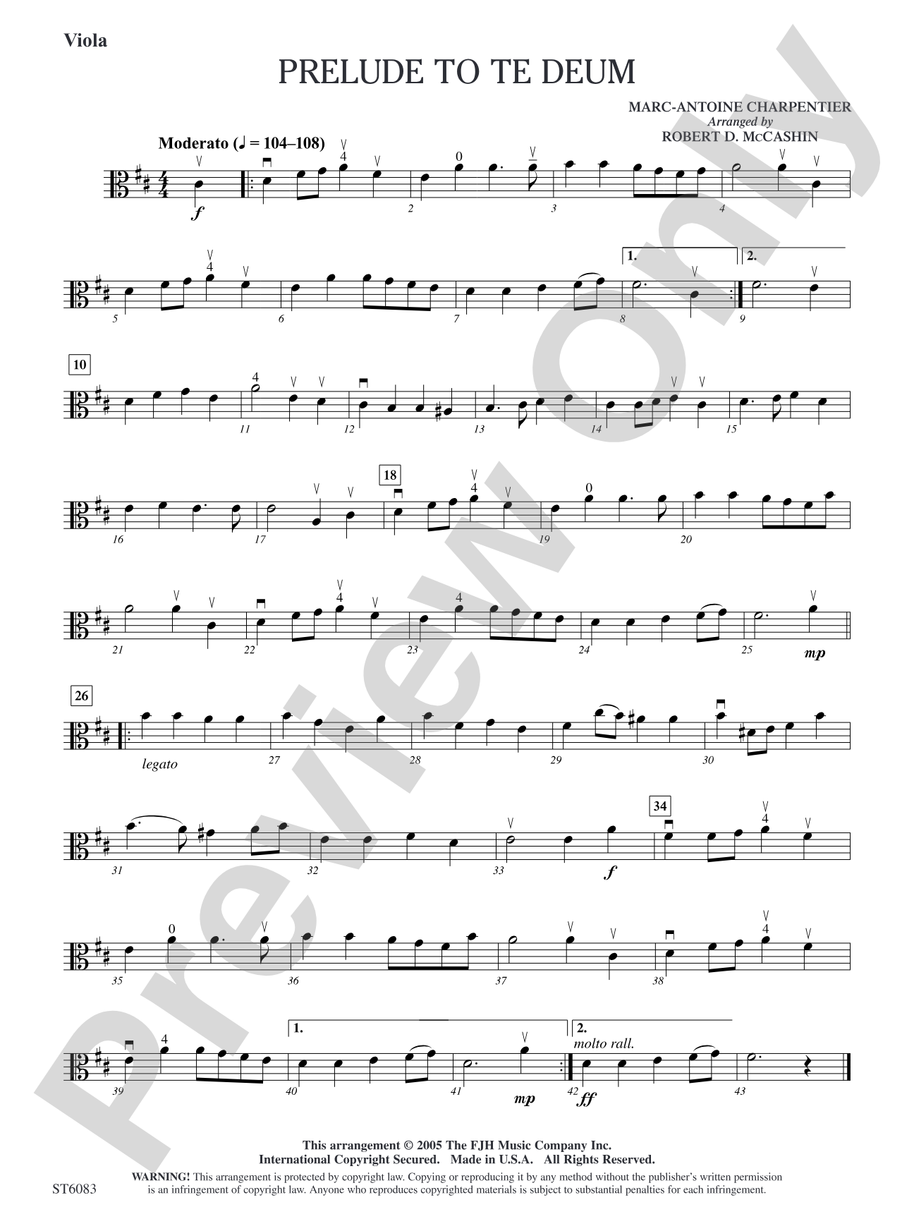 Prelude to Te Deum: Viola
