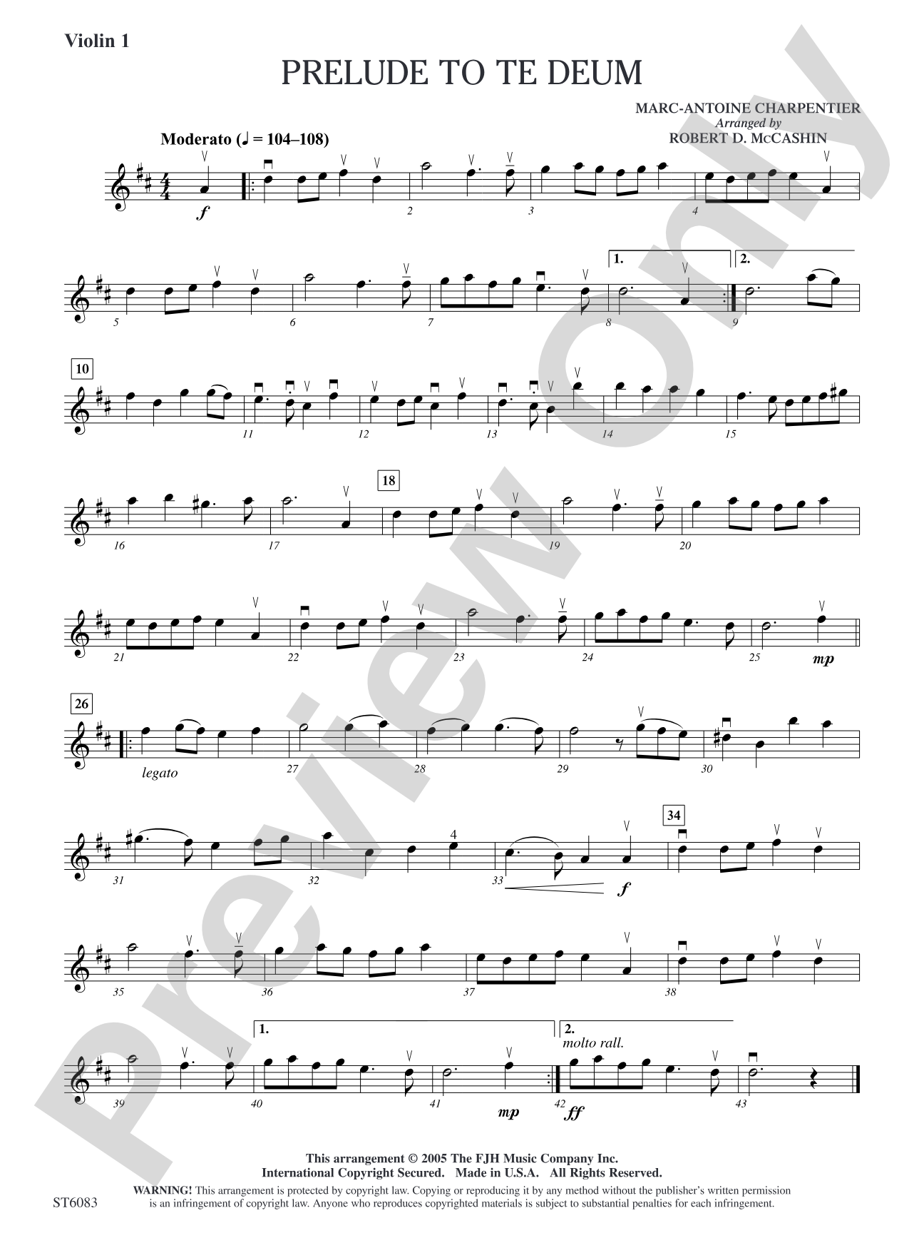 Prelude to Te Deum: Violin 1