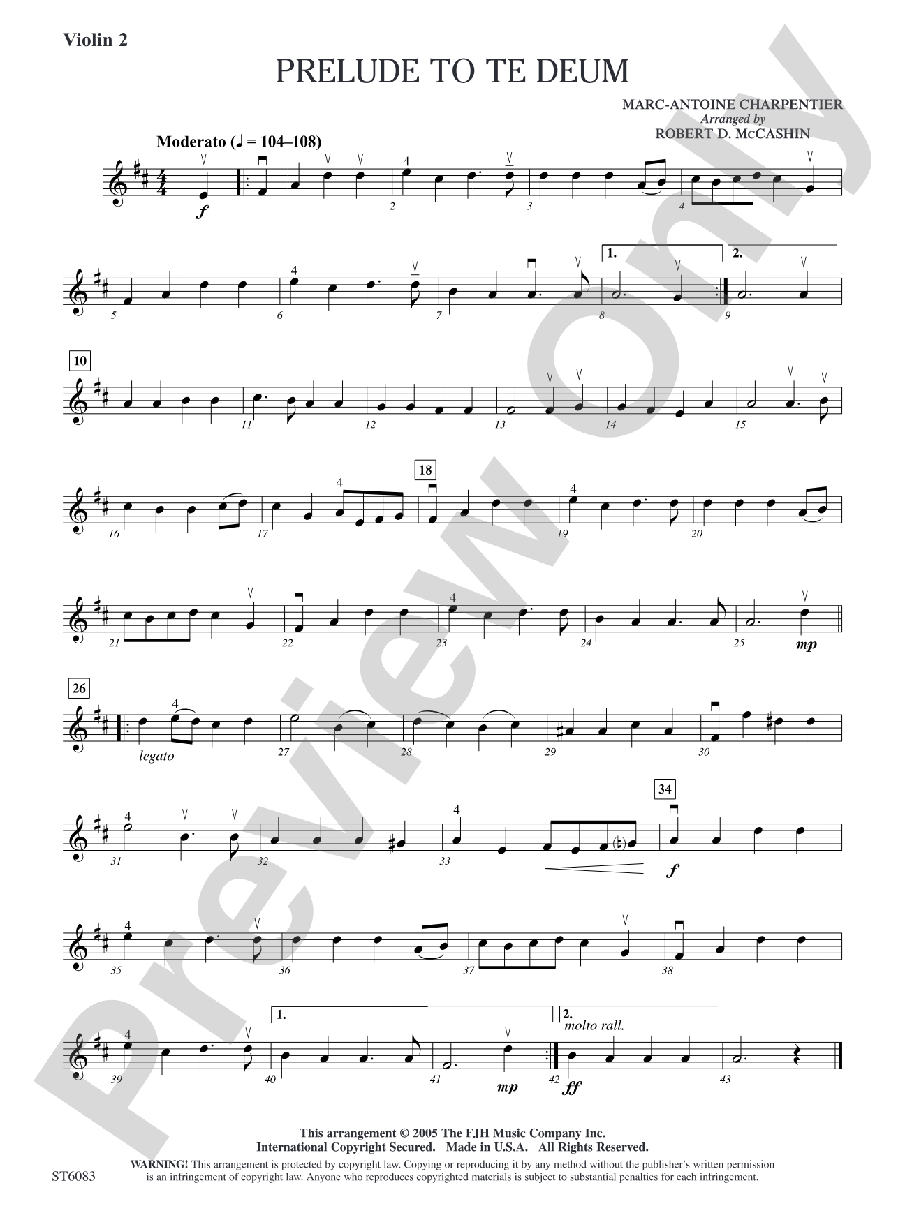 Prelude to Te Deum: Violin 2