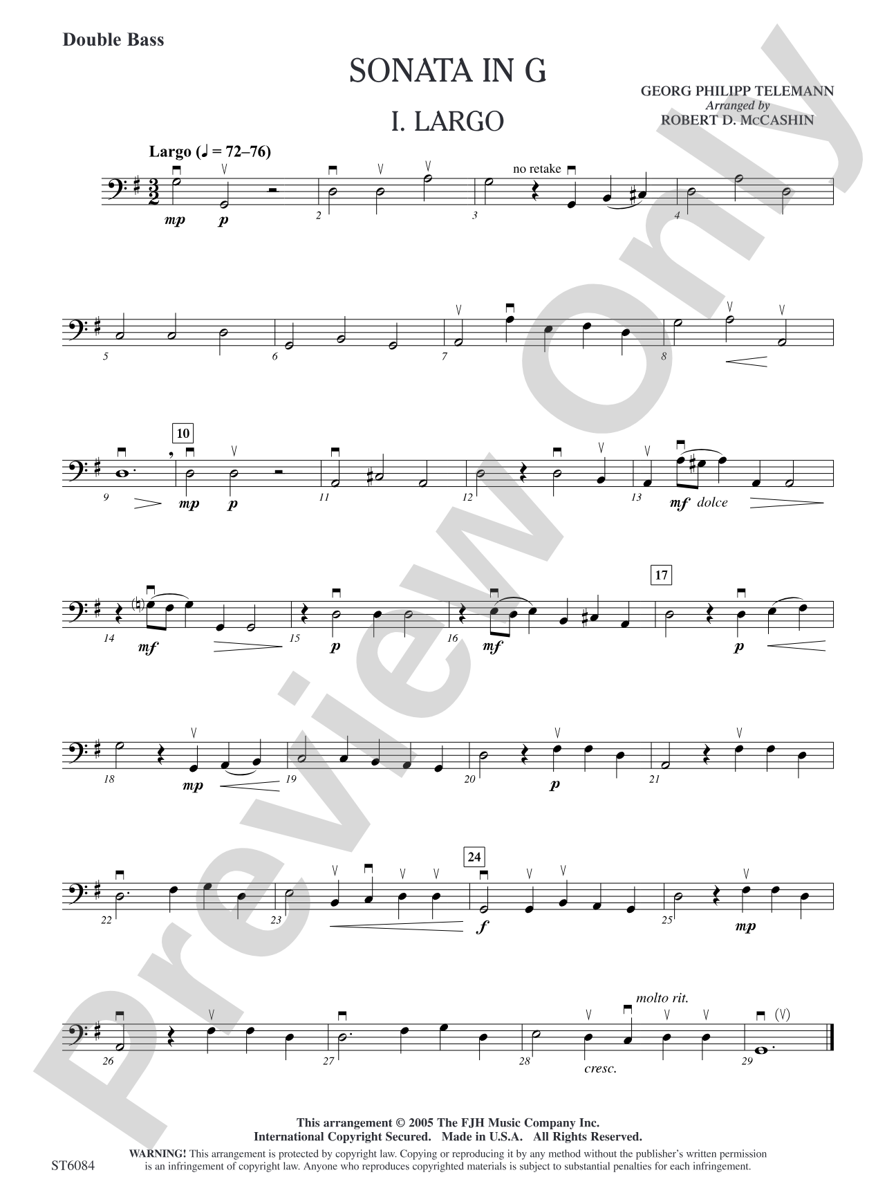 Sonata in G: Double Bass