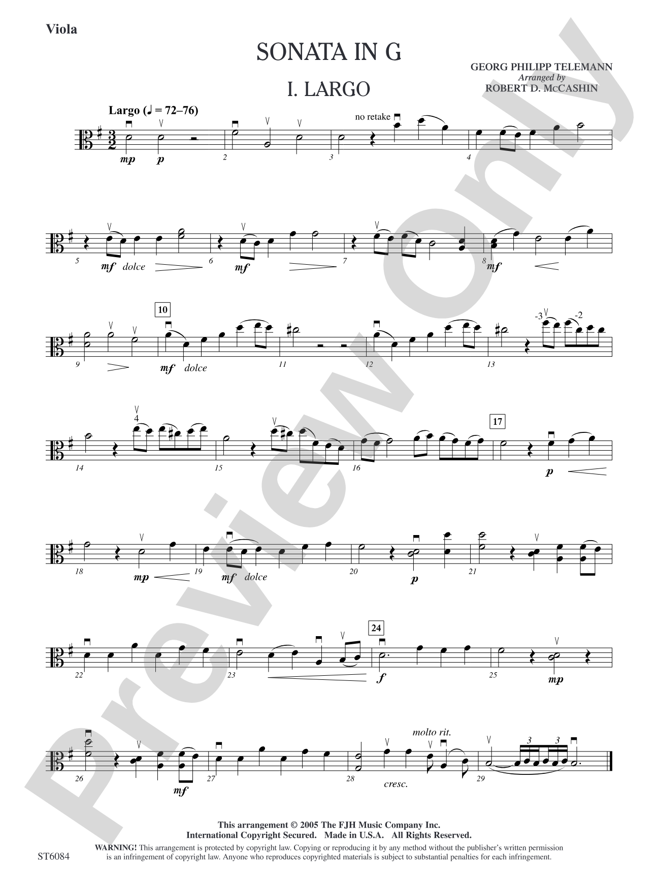 Sonata in G: Viola