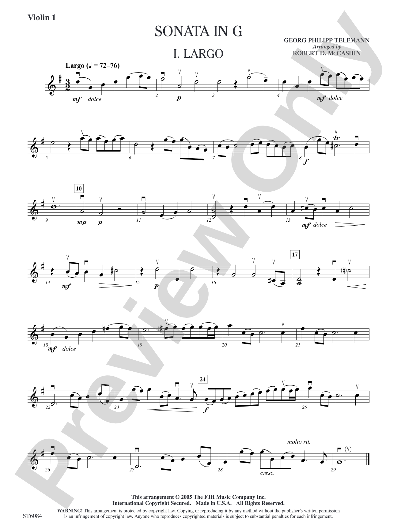 Sonata in G: Violin 1